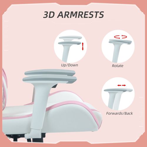 HOMCOM Gaming Chair for Adults Faux Leather Computer Chair w/ 3D Armrests Pink