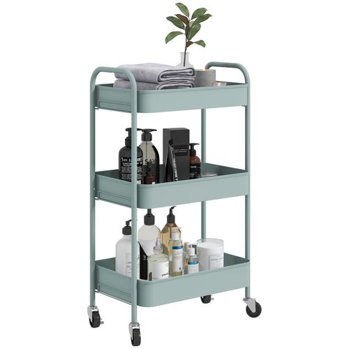 HOMCOM 3 Tier Rolling Utility Cart with 3 Mesh Basket