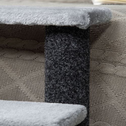 PawHut Pet Stairs with 3-step Stair, Scratching Posts, Platforms, Toy Ball