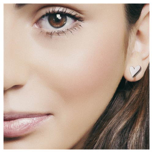 Tilted Heart Stud Earrings