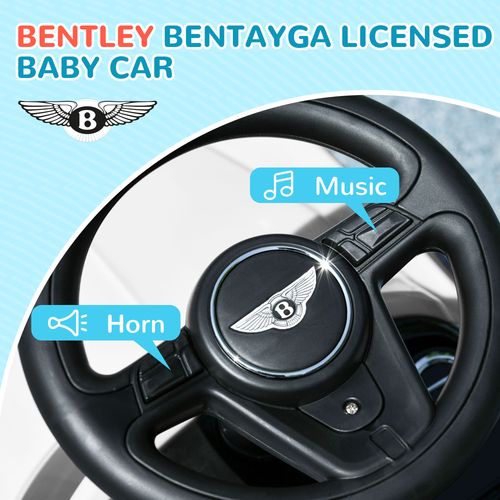 AIYAPLAY Bentley Bentayga Licensed Baby Push Car w/ Under Seat Storage - White