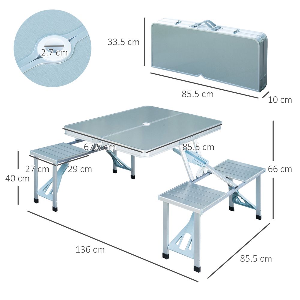 Versatile Outdoor Folding Table Chairs Set - Lightweight Aluminum for Camping, Picnic, Garden - Outsunny