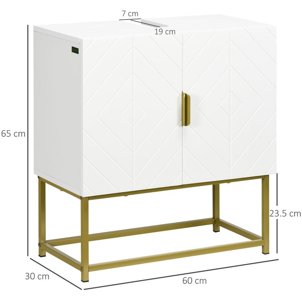 kleankin Bathroom Sink Cabinet Under Sink Cabinet Wooden Basin Cupboard White