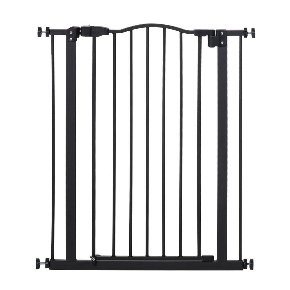 PawHut Pressure Fit Dog Stair Gate No Drilling Safety Gate Auto Close for Doorways, Hallways, 74-80cm Adjustable, 78cm Tall, Black