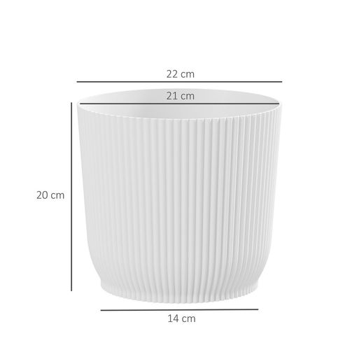 Outsunny Set of 2 Round Plant Pots Outdoor 22cm for Garden, White