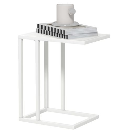 HOMCOM C Shape Side Table w/ Marble-Effect Top