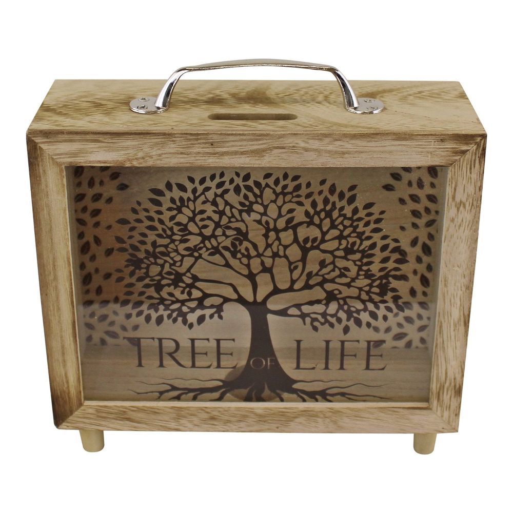 Highest Quality Tree of Life Money Box - Perfect Gift! - MDF & Glass - 7 x 21 x 20cm - SKU: TL0047