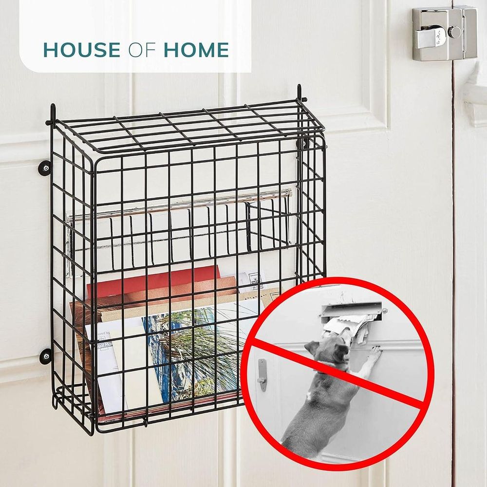 Premium Black Letter Box Catcher Cage - Lift Up Lid