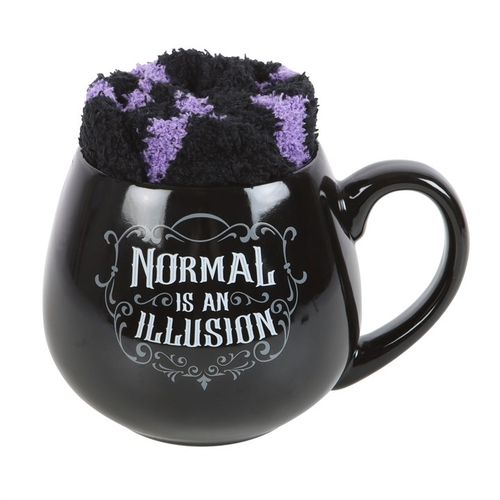 طقم كوب وجوارب "Normal is an Illusion" القوطي