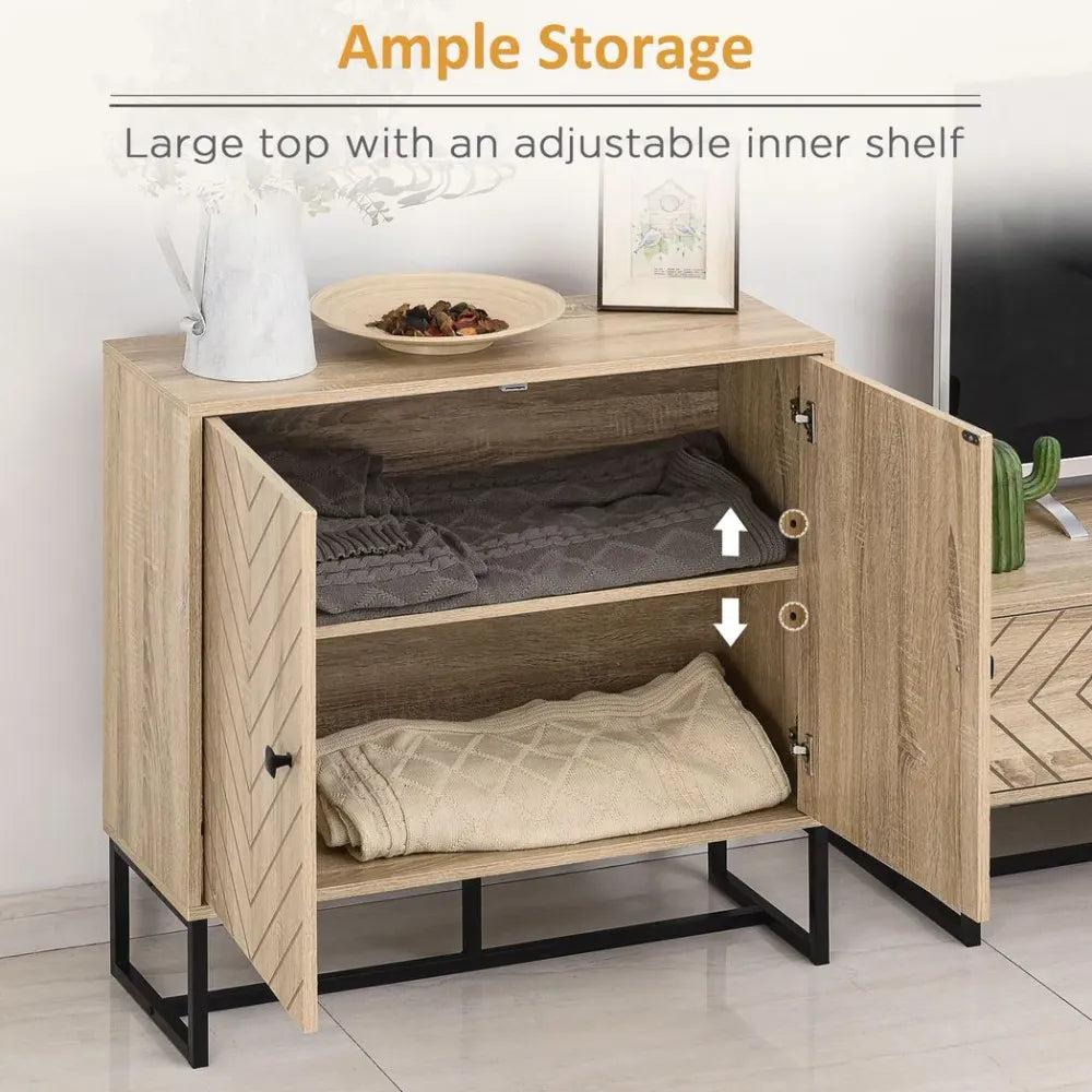 Embossed Arrow Storage Cabinet w/ Adjustable Shelf Metal Frame Handles Stylish