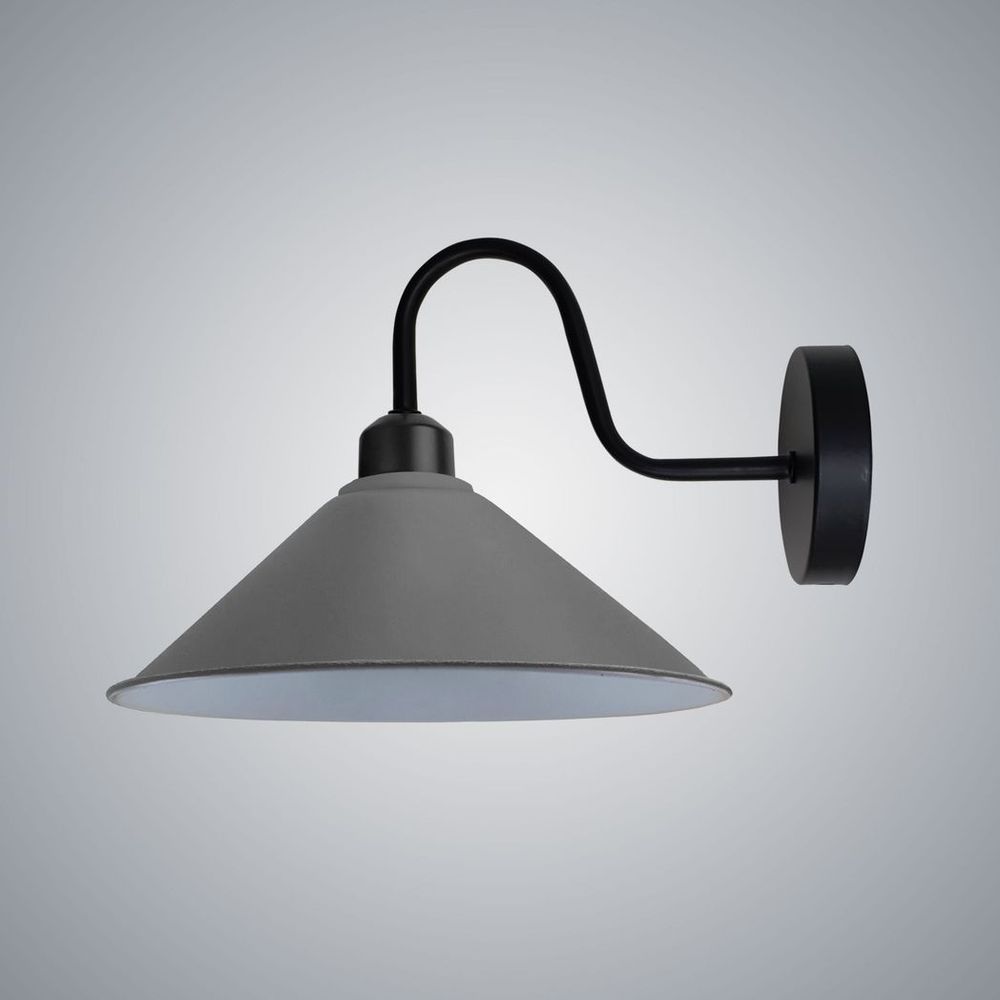 Elegant Grey Wall Light Fixture, Black Swan Neck Shape Shade - High Quality, Easy to Install, Dimmable, Vintage Style - 3 Year Warranty
