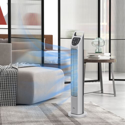 HOMCOM Oscillating Tower Fan Floor Fan with 4H Timer for Home Office White