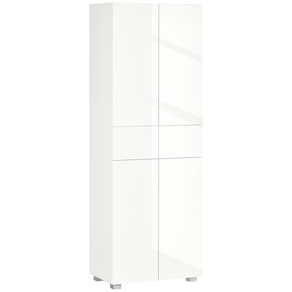 4-Door Kitchen Cupboard Freestanding Storage Cabinet w/ Shelves & Drawers White