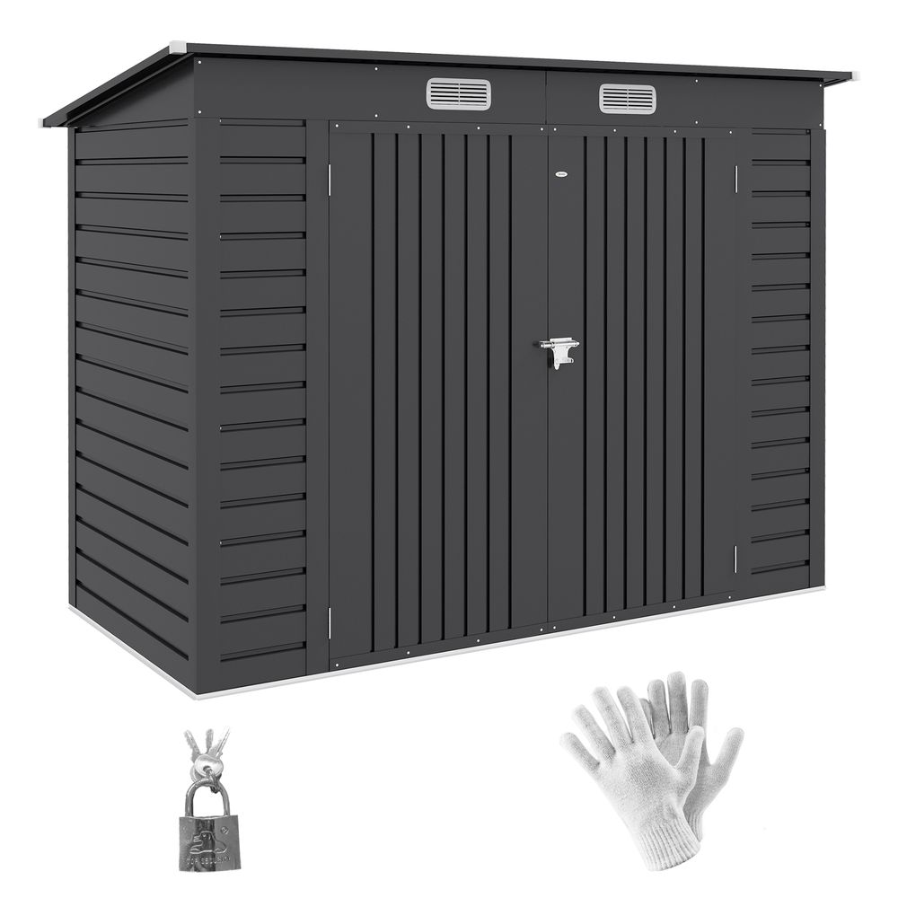 Outsunny 8x4FT Metal Garden Shed w/ Double Doors & 2 Vents - Durable Storage for Gardening Tools