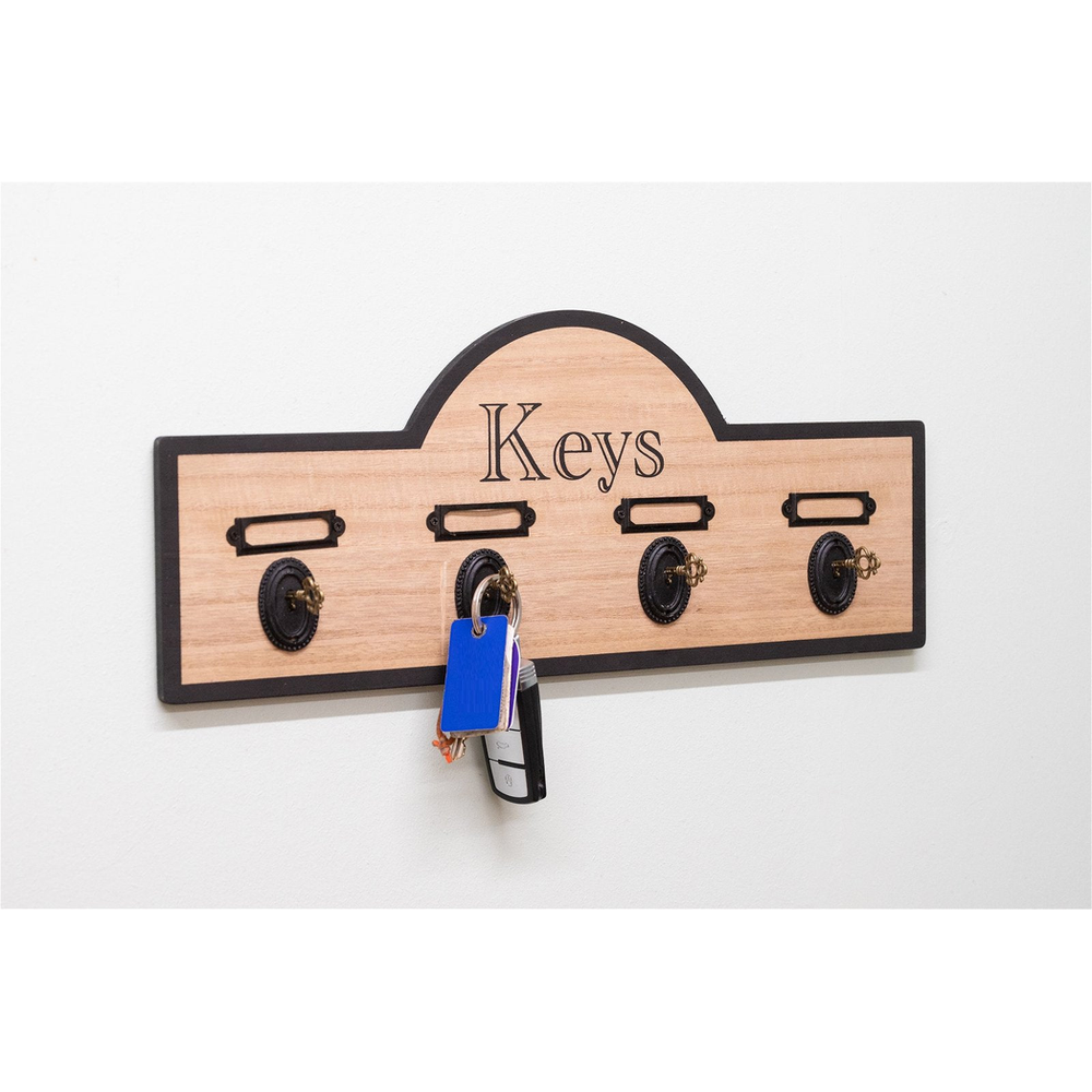 Premium Wooden Board w/ 4 Key Design Hooks