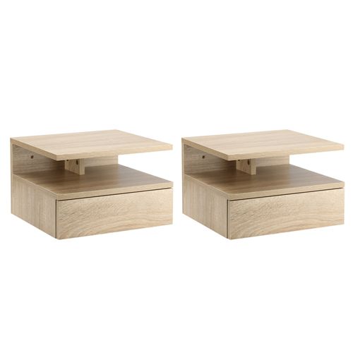 HOMCOM Nightstand Set of 2, Wall Mounted Bedside Cabinet