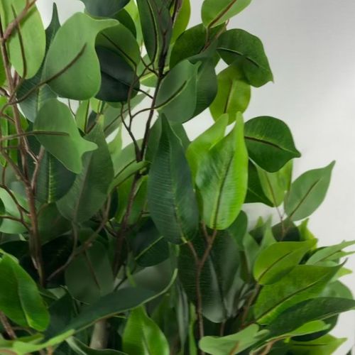110cm Artificial Evergreen Twist Ficus Tree Silver Curve Planter