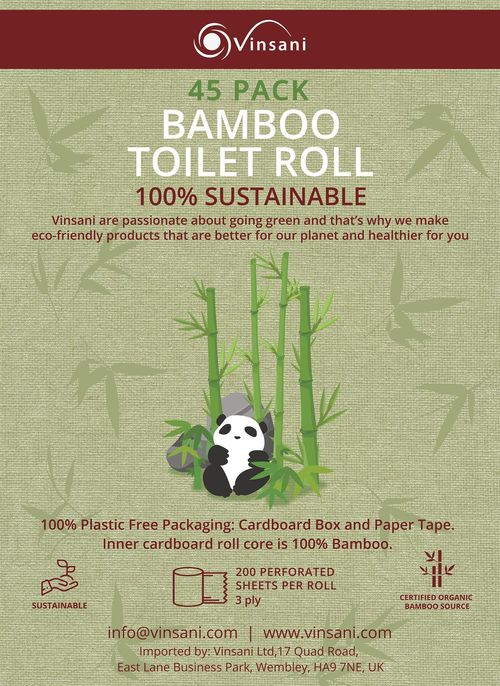 VINSANI BAMBOO TOILET ROLL 45 PACK