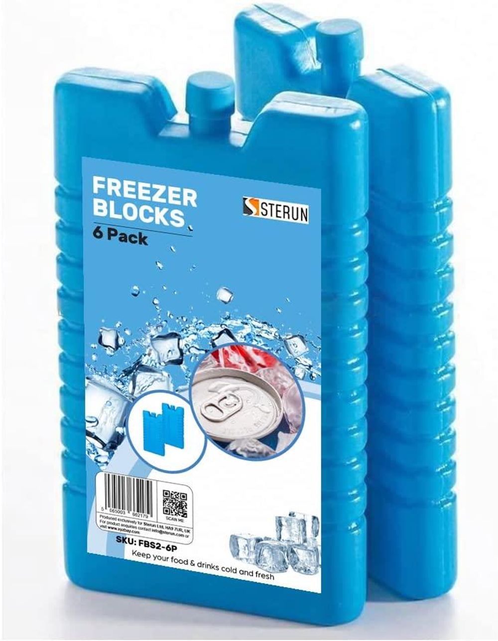 STERUN Freezer Blocks Cools & Keeps Food Fresh Drinks Cold - Reusable Long Lasting - For Freezer Cooler Bag Lunch Box Picnic