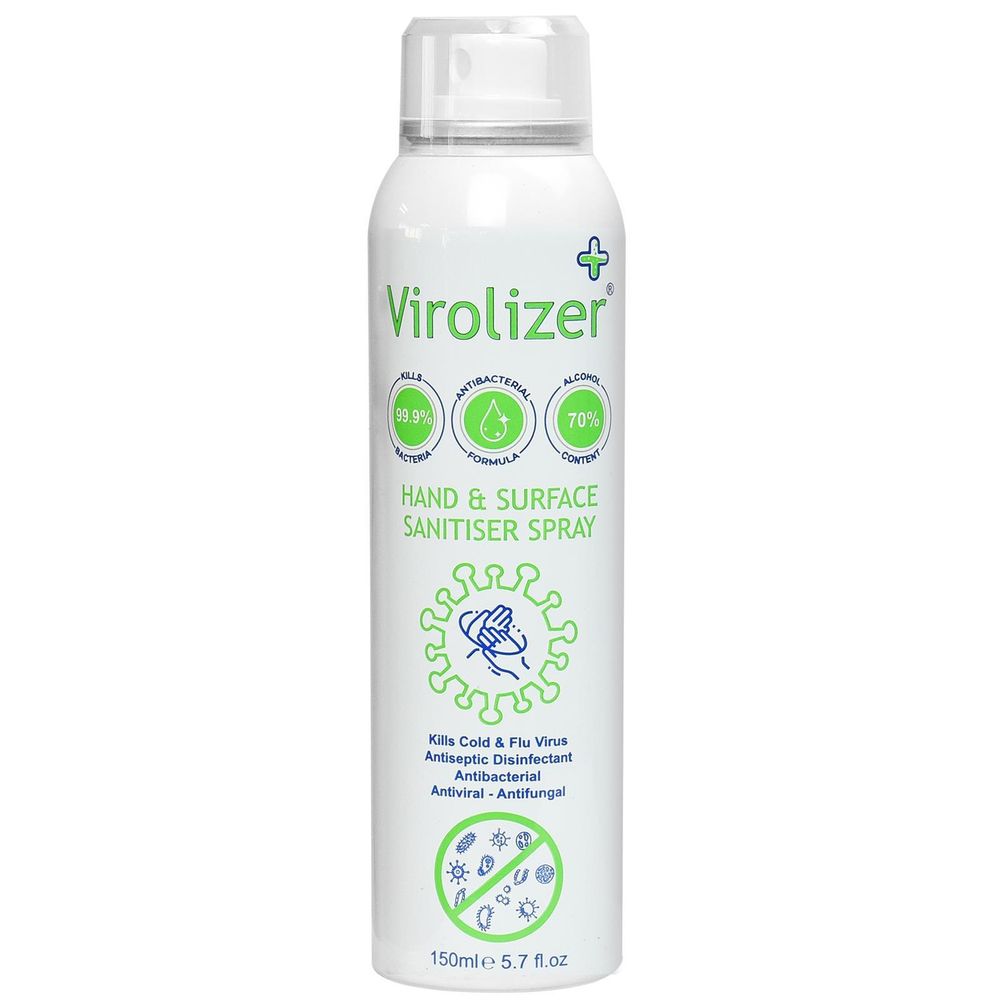 Virolizer Hand & Surface Sanitiser Spray 150ML - Kills 99.9% Bacteria - Antibacterial Formula - 70% Alcohol Content
