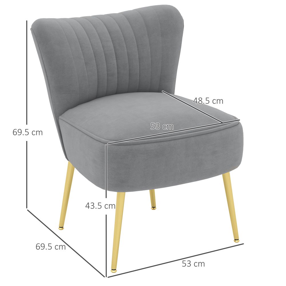 HOMCOM Set of 2 Accent Chairs Wingback Armless Chairs for Bedroom Grey