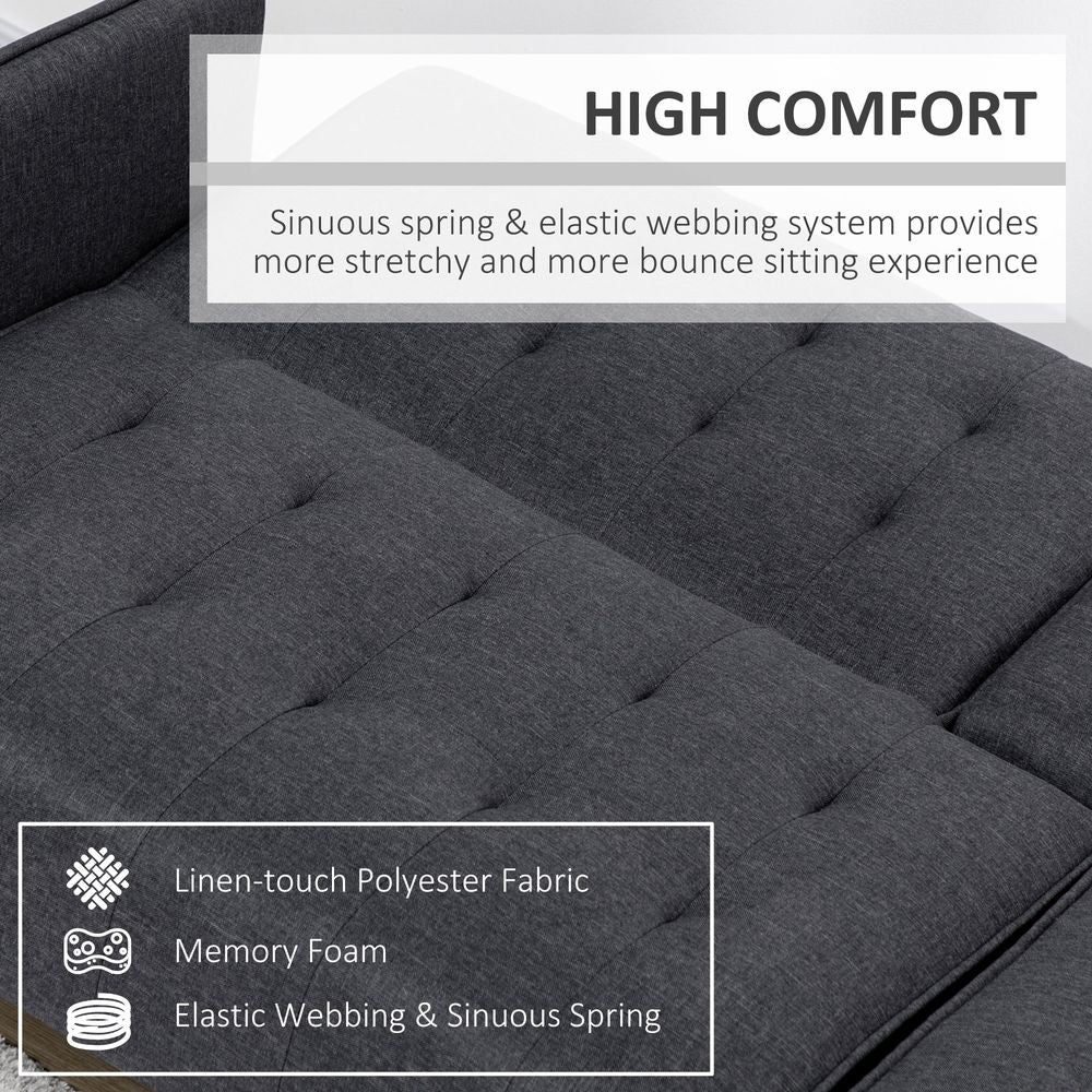 Convertible 3-Seater Sofa Bed with Cupholders - Grey