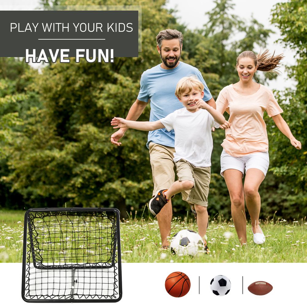 HOMCOM Adjustable Angle Rebounder Training Set with All Weather Double Layer Net