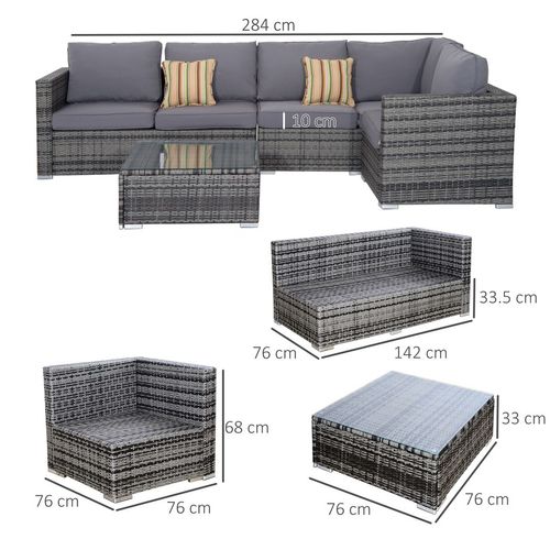 Outsunny Corner Rattan Garden Set - 4 PC Grey - For any Garden, Patio, or Conservatory