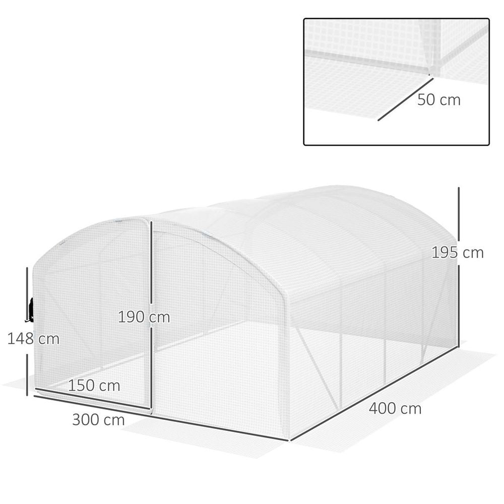 Premium Outsunny Polytunnel Greenhouse: 4x3x2m, UV-Resistant PE Cover, Door
