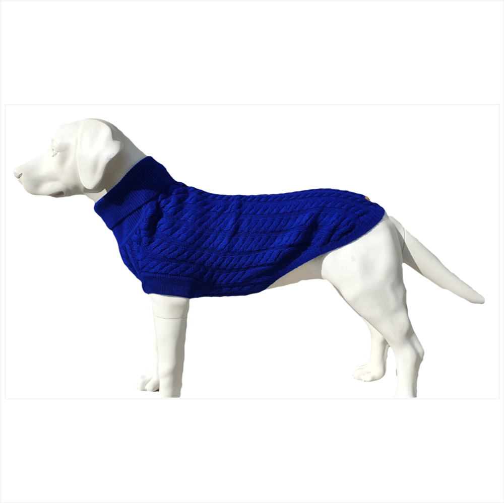 Premium Rascal Dog Jumper - Blue, Cableknit Design