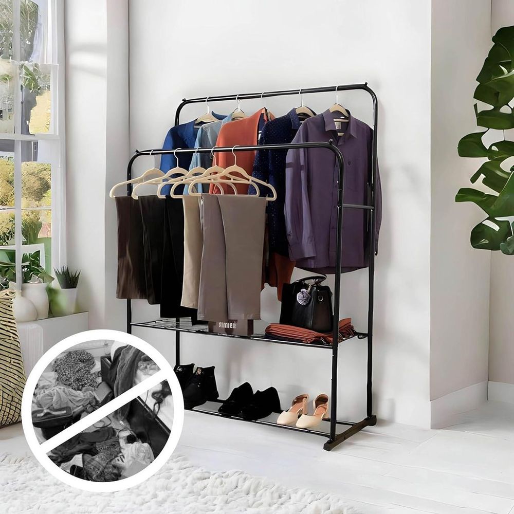 Double Clothes Rail in Black