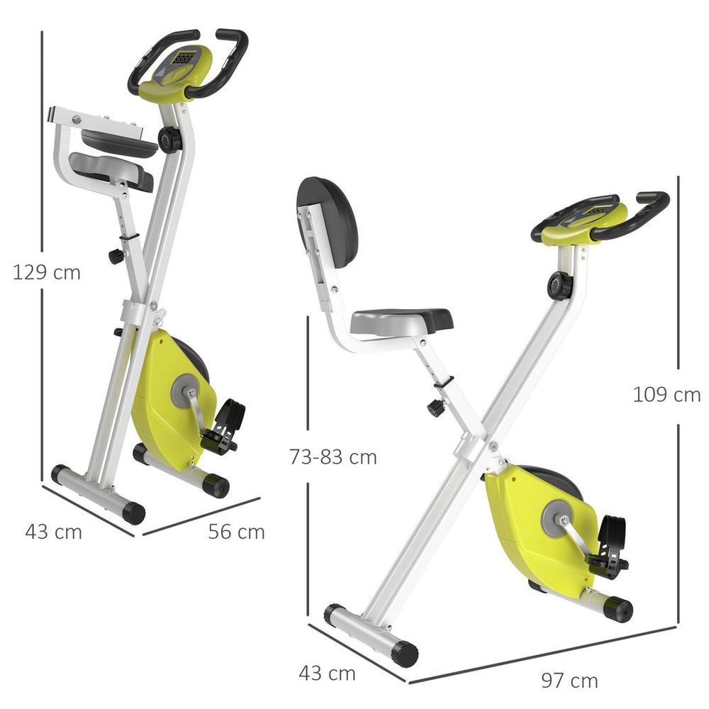 Magnetic Resistance Bike: Foldable, LCD, Adjustable Seat - Yellow