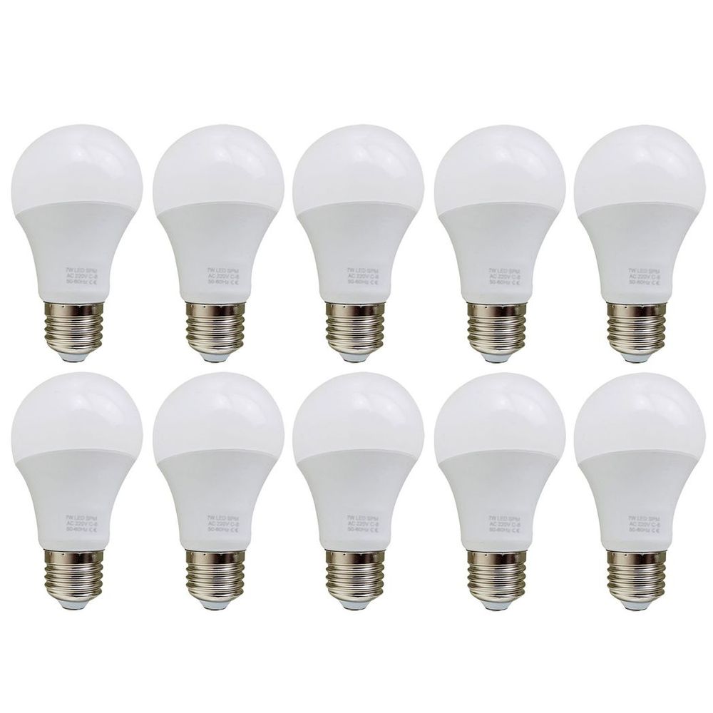 7W E27 Screw LED Light GLS bulbs, Energy Saving Edison  Cool White 6000K non dimmable lights