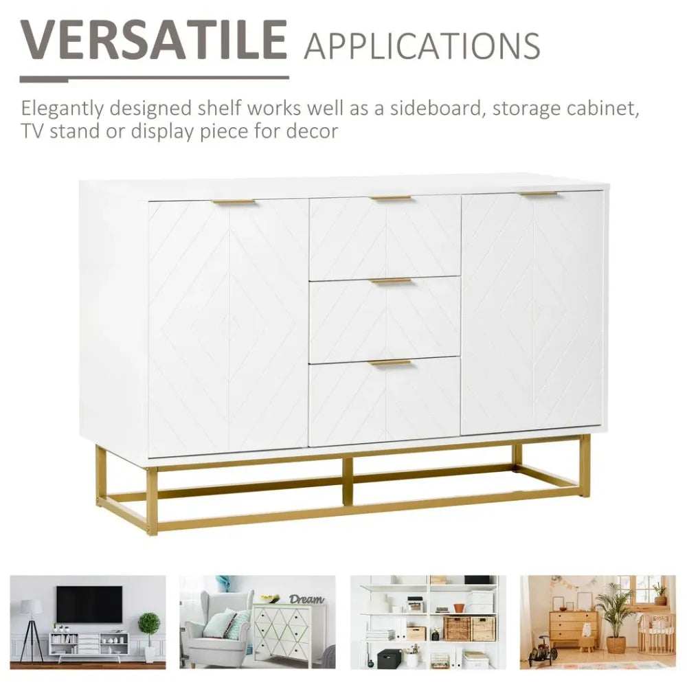 Modern Storage Cabinet Freestanding Cupboard with 3 Drawers for Dining Room