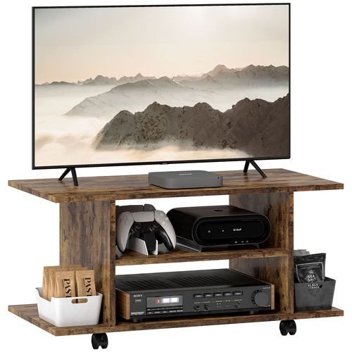 HOMCOM Modern TV Cabinet Stand Storage Shelves Table Mobile