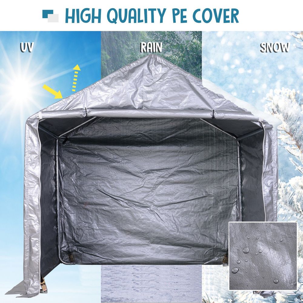 High-Quality 2m x 2m Outdoor Carport Canopy | Galvanized Steel | Waterproof | Grey