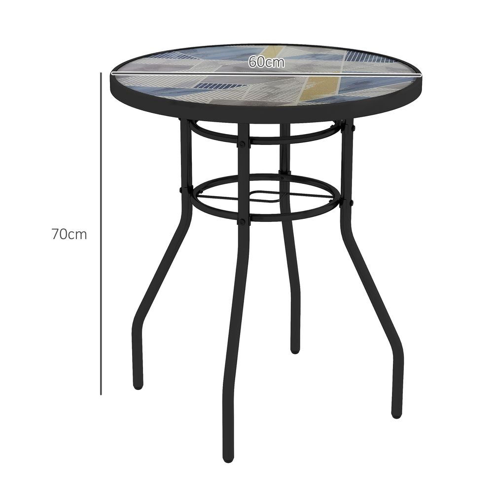 Gorgeous Multicolour Outsunny Garden Table: Glass Printed Design, Outdoor & High-Quality