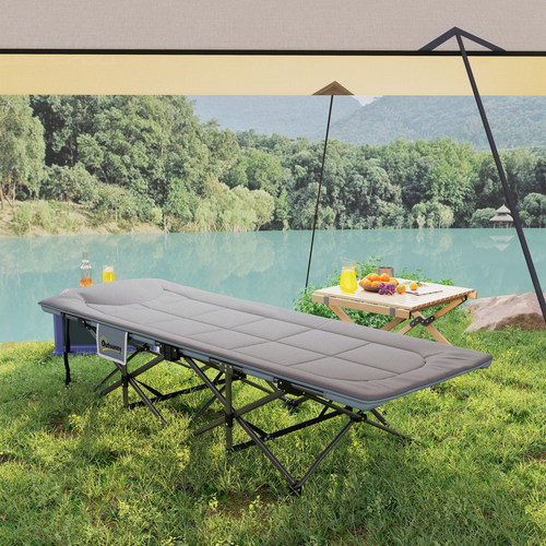Outsunny Camping Bed for Adults with Cushion, Headrest, Side Pocket