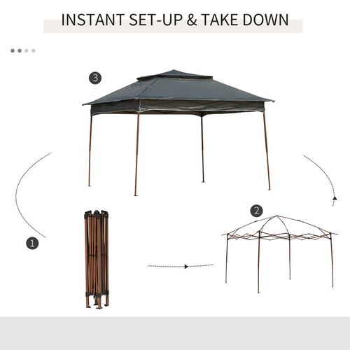 Outsunny Garden Folding Tent Heavy Duty Pop Up Gazebo for Party Dark Grey