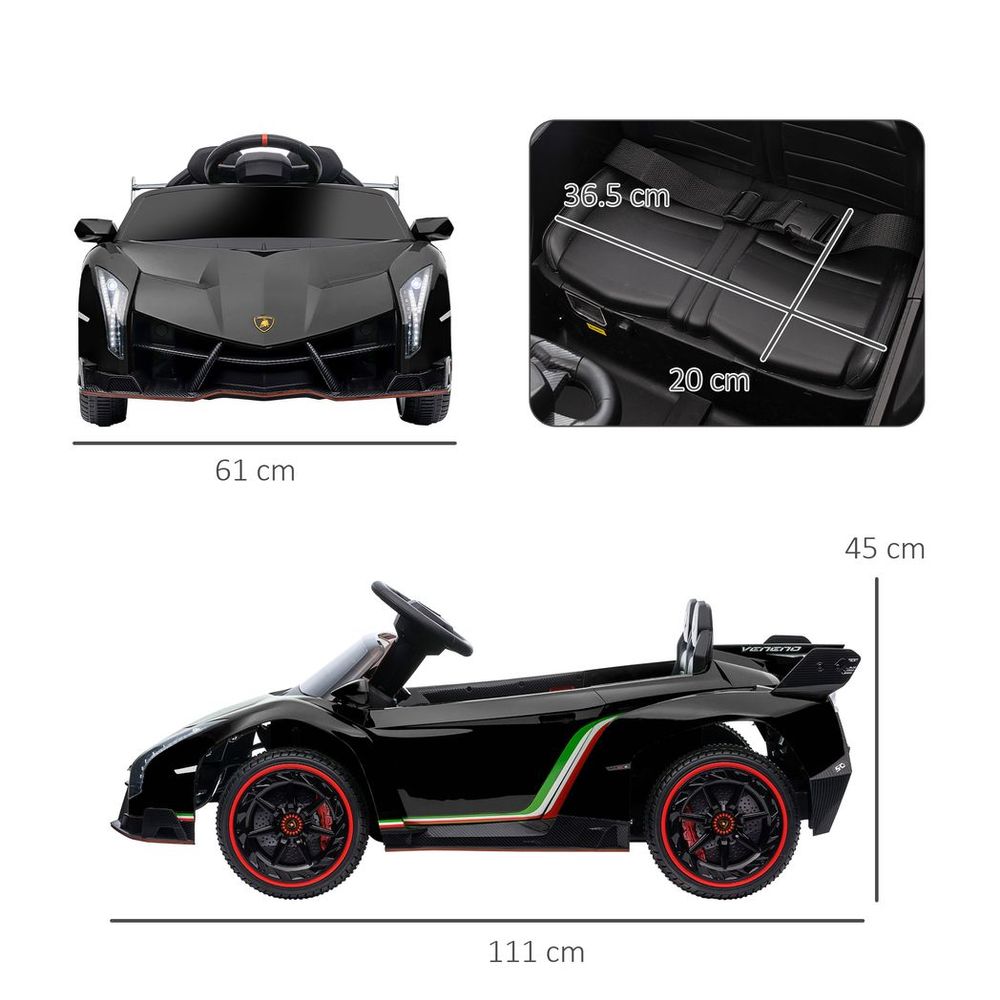 HOMCOM Lamborghini Veneno Licensed Electric Ride-on Car with Remote- Black