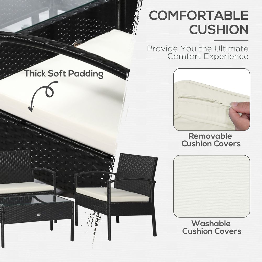 Premium 4-Seater Rattan Patio Set: Stylish Black Cream Outdoor Furniture for Garden Bistro