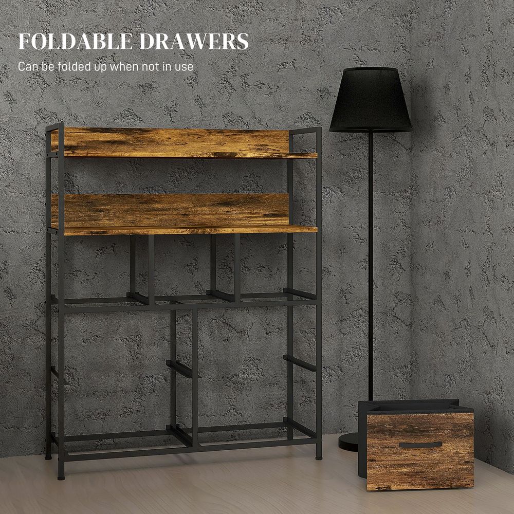 HOMCOM Bedroom Chest of Drawers 7 Drawer Dresser w/ Shelves, Rustic Brown