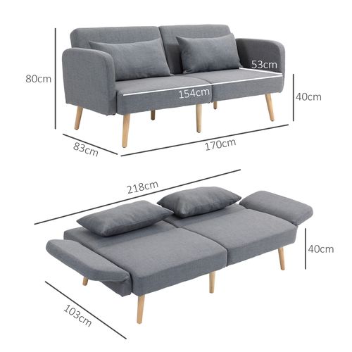 HOMCOM Convertible Sofa Bed Settee with Cushions, Adjustable Backrest
