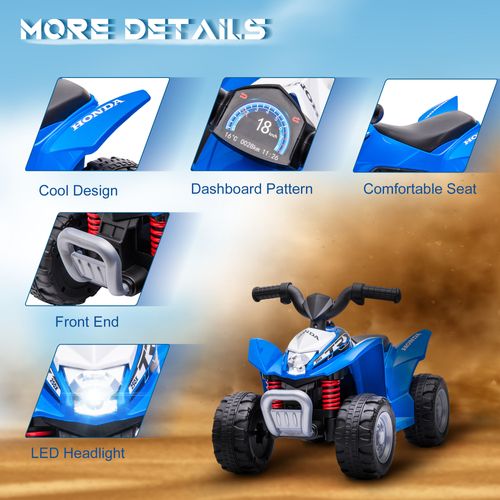 AIYAPLAY Honda Licensed Kids Electric Quad Bike 6V ATV 1.5-3 Years Blue