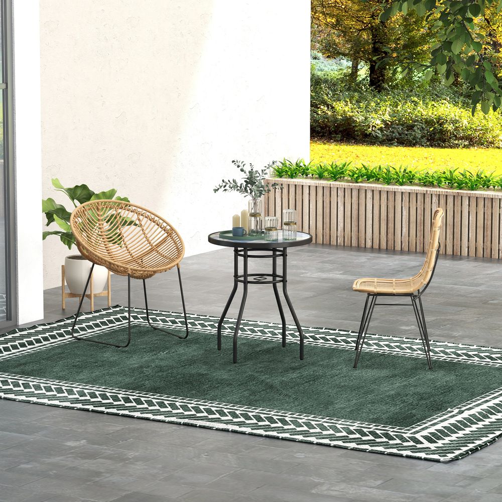 Gorgeous Multicolour Outsunny Garden Table: Glass Printed Design, Outdoor & High-Quality