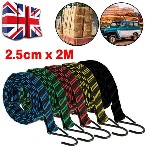 5X Heavy Duty Elastic Luggage Bungee Rope Cords Strap Strong Hook Car&Bike Tie UK