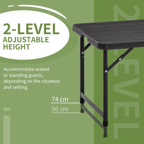 Outsunny Foldable Outdoor Dining Table for 4, Height Adjustable Steel Legs