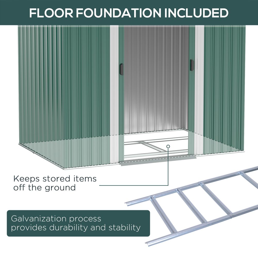 Premium 7x4ft Green Metal Storage Shed | Durable & Spacious | Perfect for Tools & Bikes