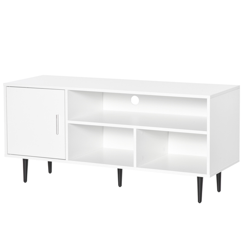 HOMCOM TV Stand Cabinet with Shelves and Cable Hole for Living Room, White