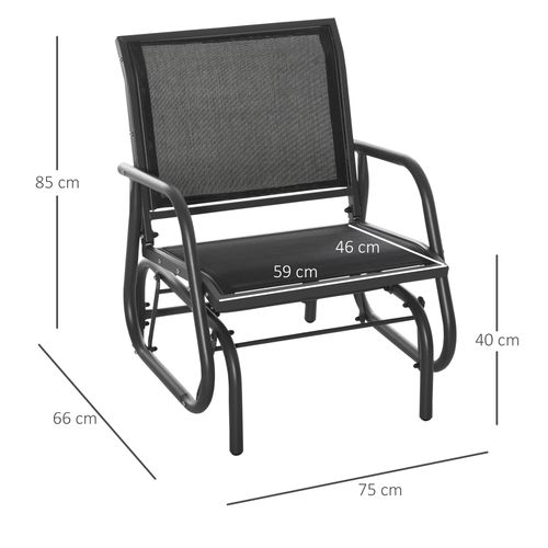 Outdoor Gliding Swing Chair Garden Seat w/ Mesh Seat Curved Back Steel Frame